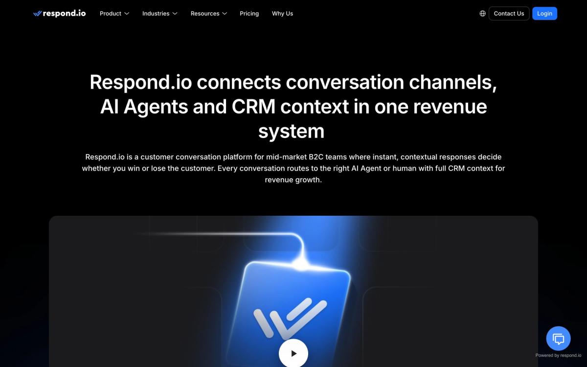 respond.io, product page screenshot