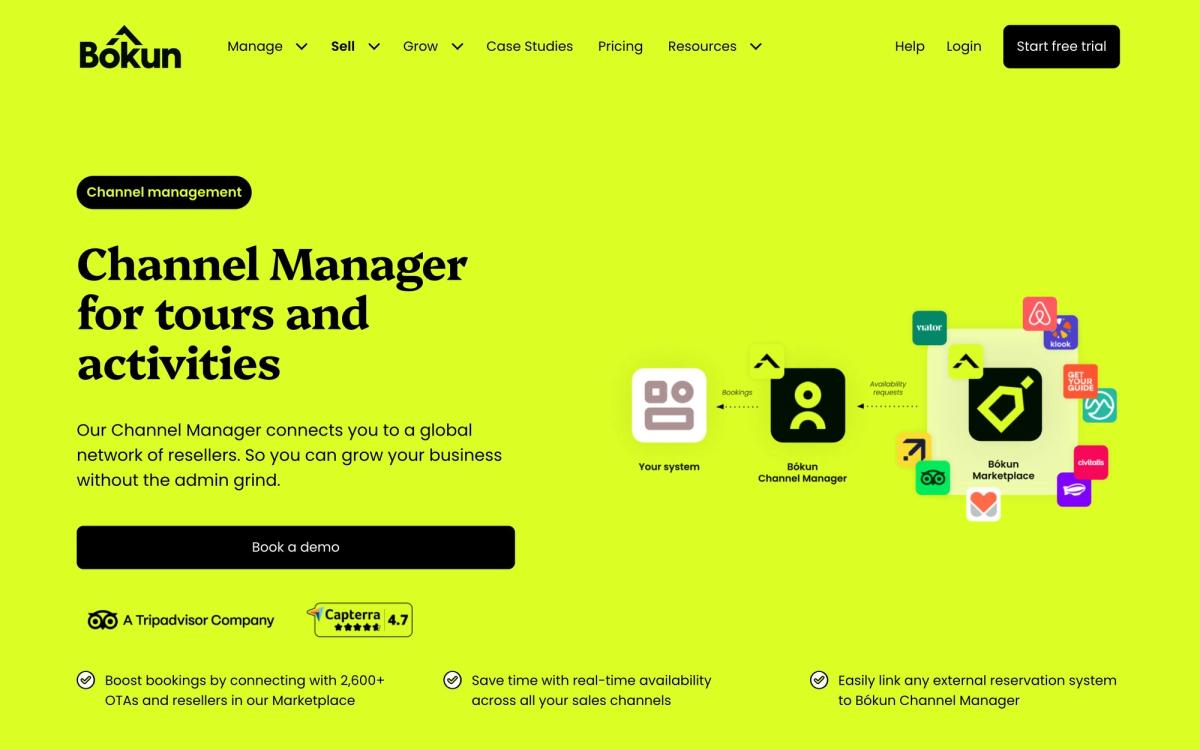 Bókun, product page screenshot