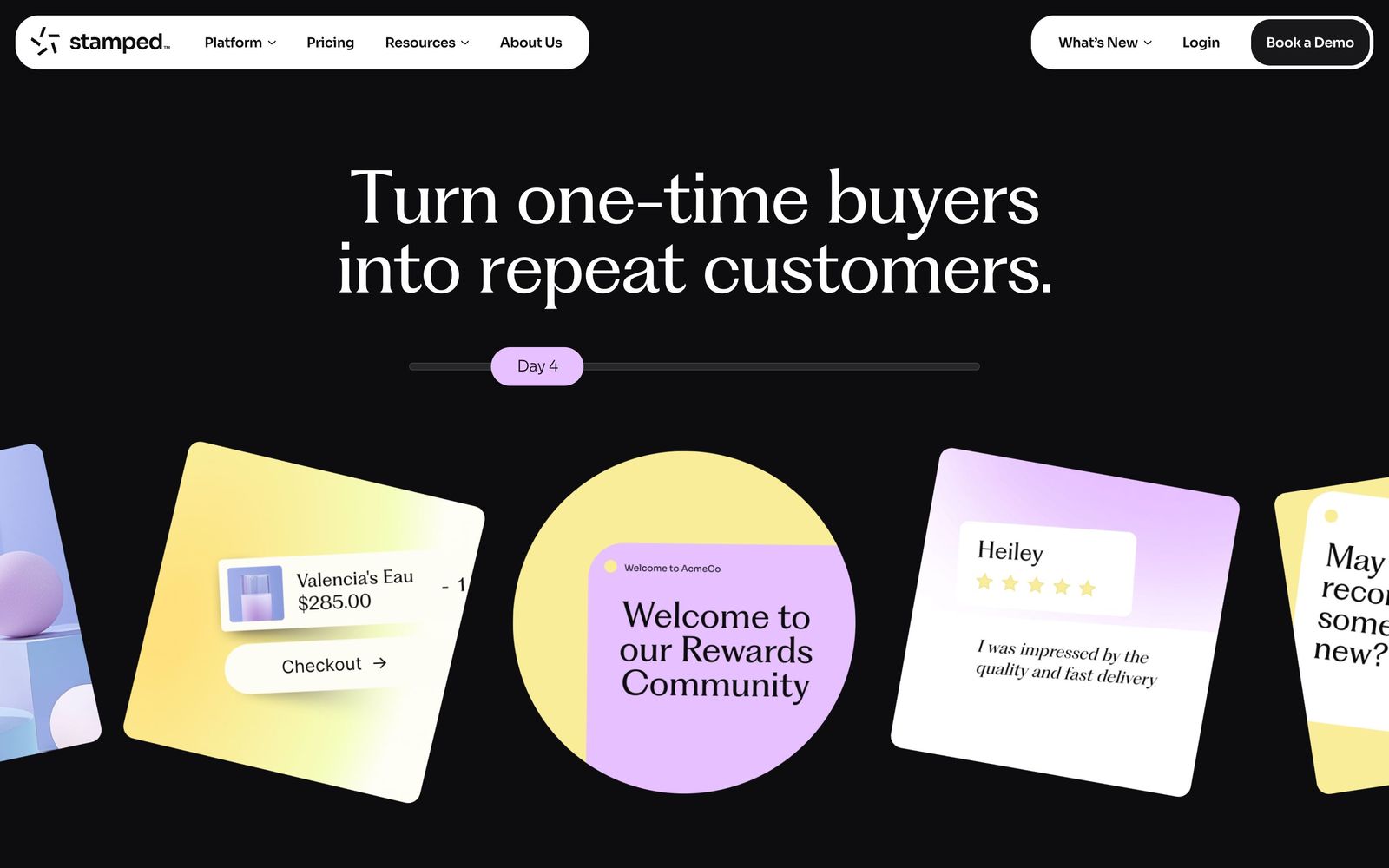 Stamped website, homepage