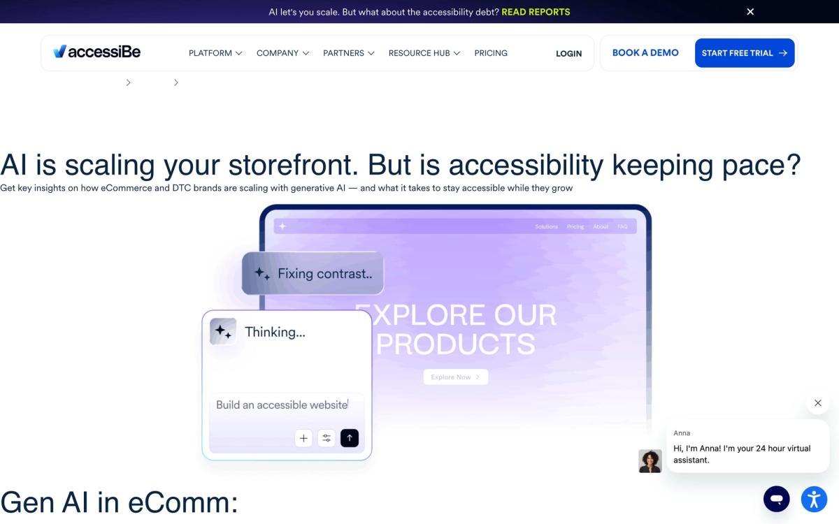 accessiBe, product page screenshot