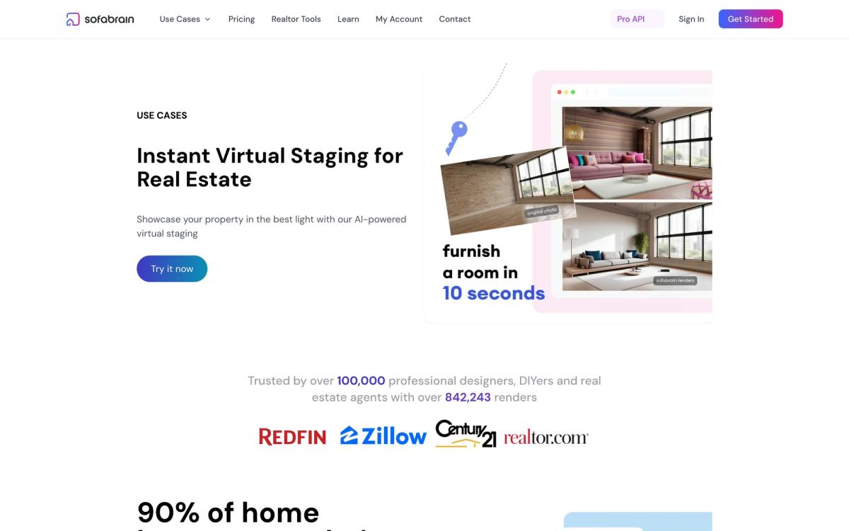 SofaBrain: use cases page screenshot