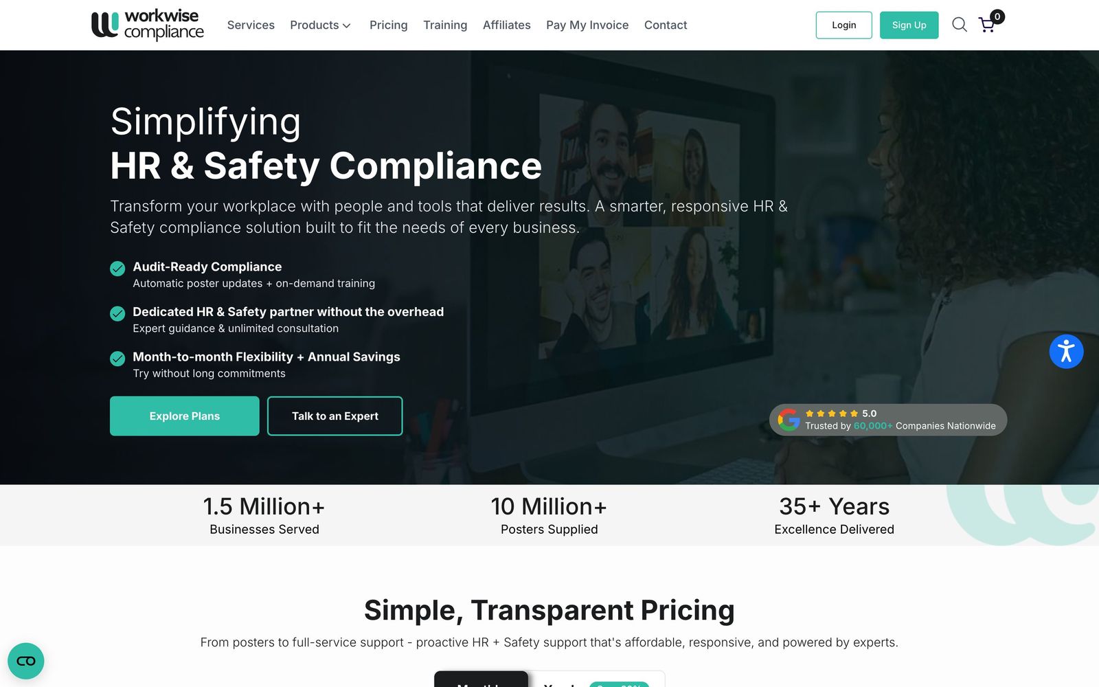 WorkWise Compliance website, homepage