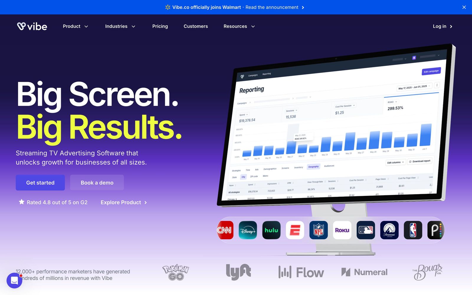 Vibe website, homepage