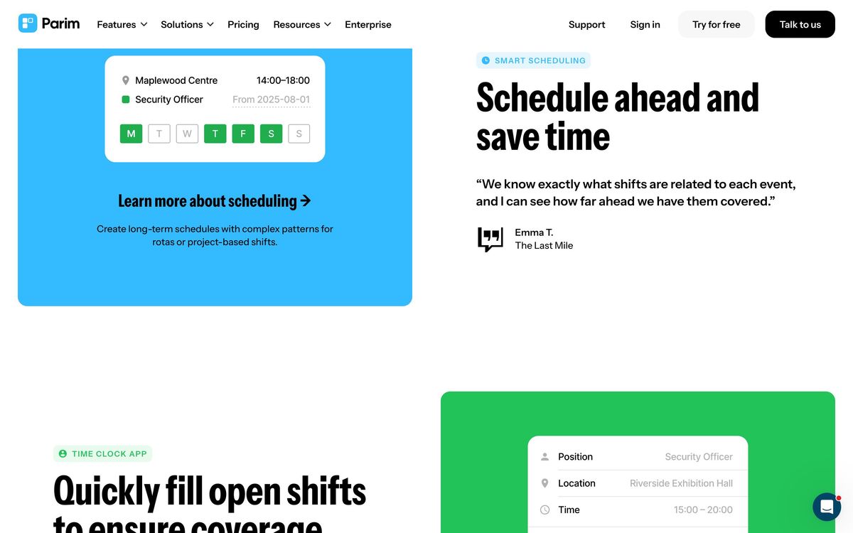 PARiM, product overview page screenshot