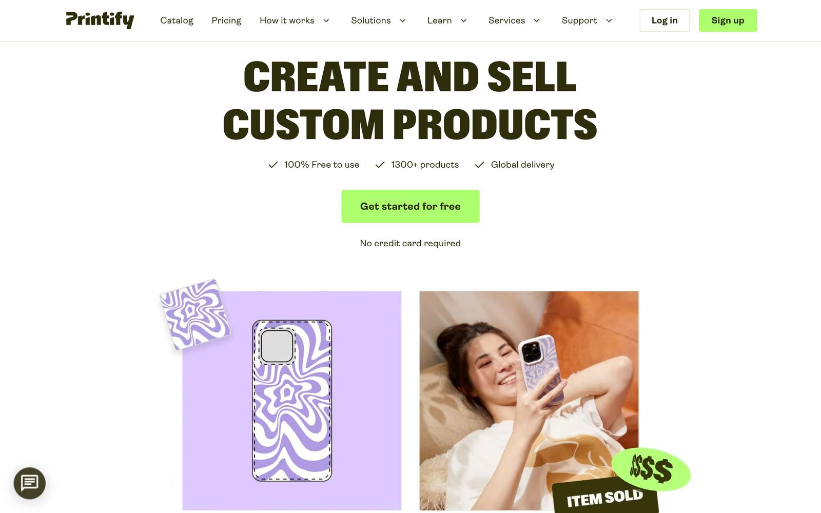 Printify website, homepage