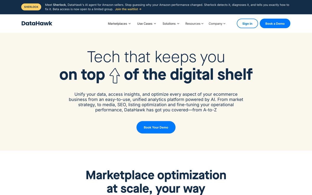 DataHawk: product page screenshot