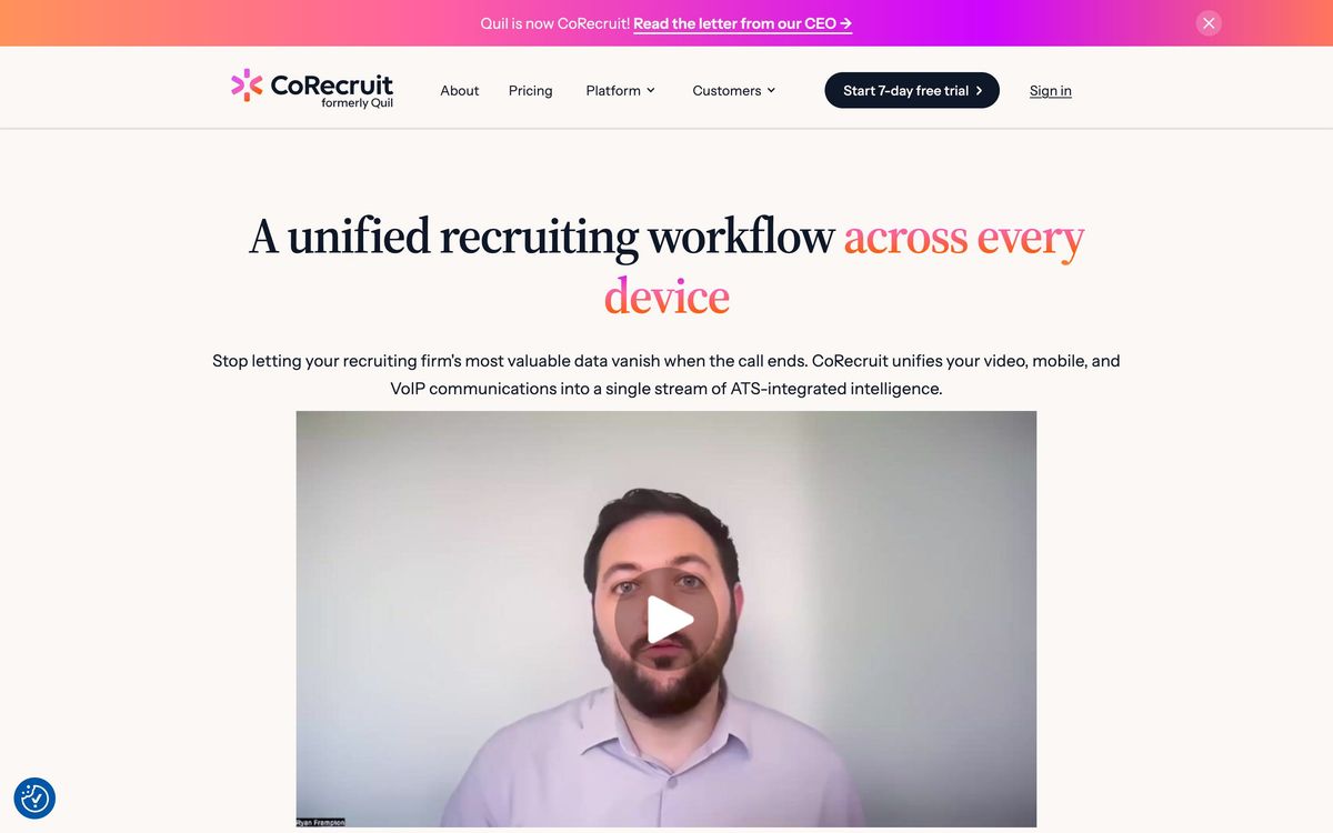CoRecruit, features page screenshot