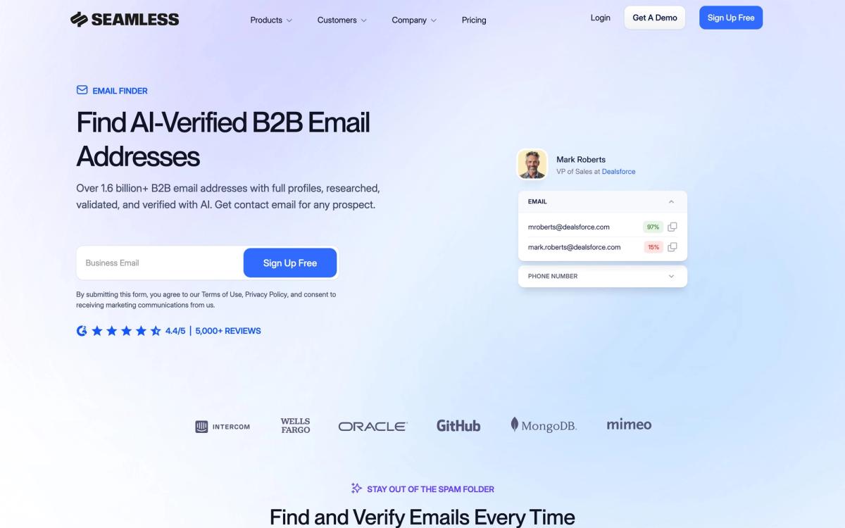 Seamless.AI: features page screenshot