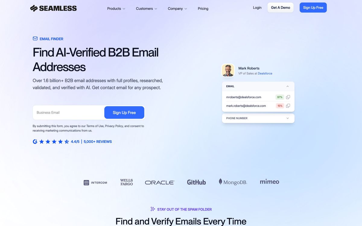 Seamless.AI: features page screenshot