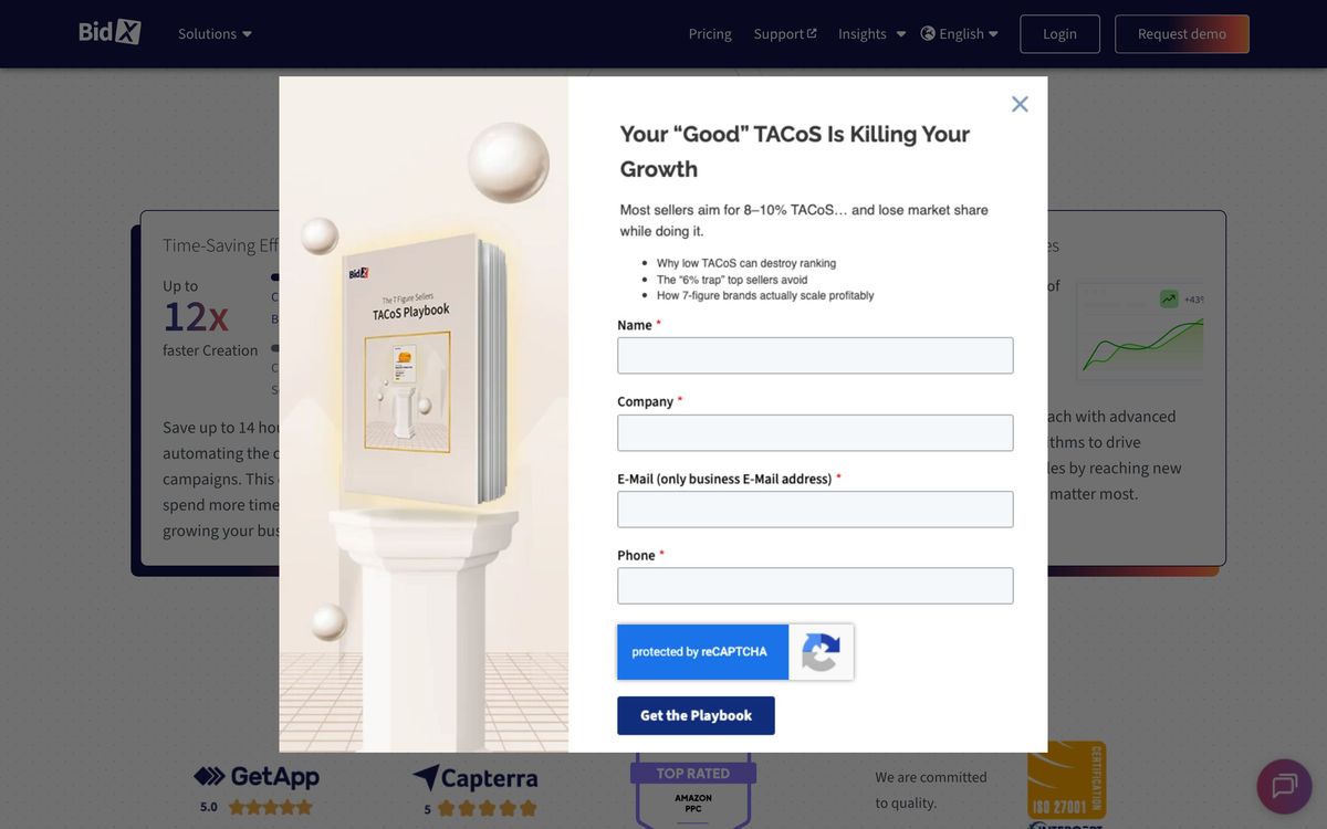 BidX: product overview page screenshot