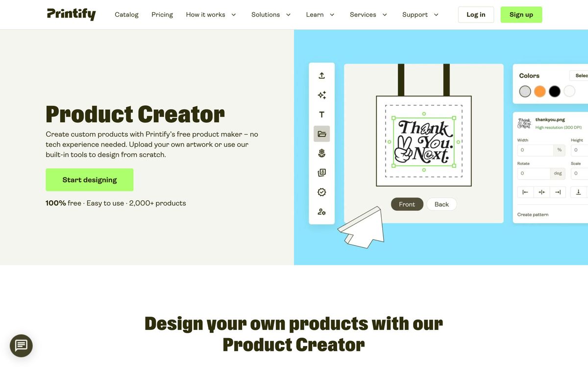 Printify, product page screenshot