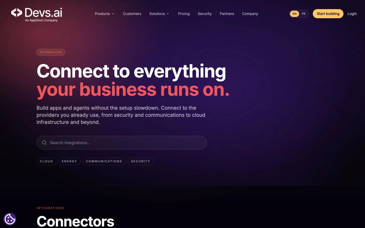 Devs.ai, integrations page screenshot