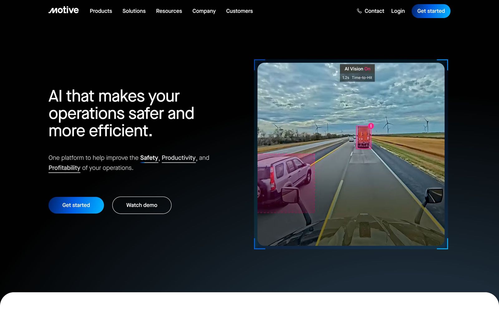 Motive website, homepage