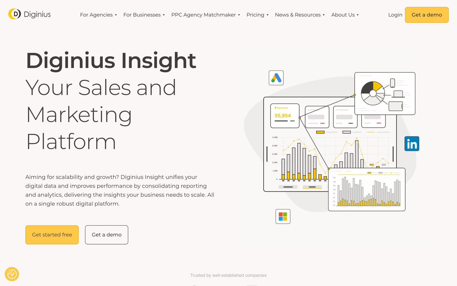 Diginius website, homepage
