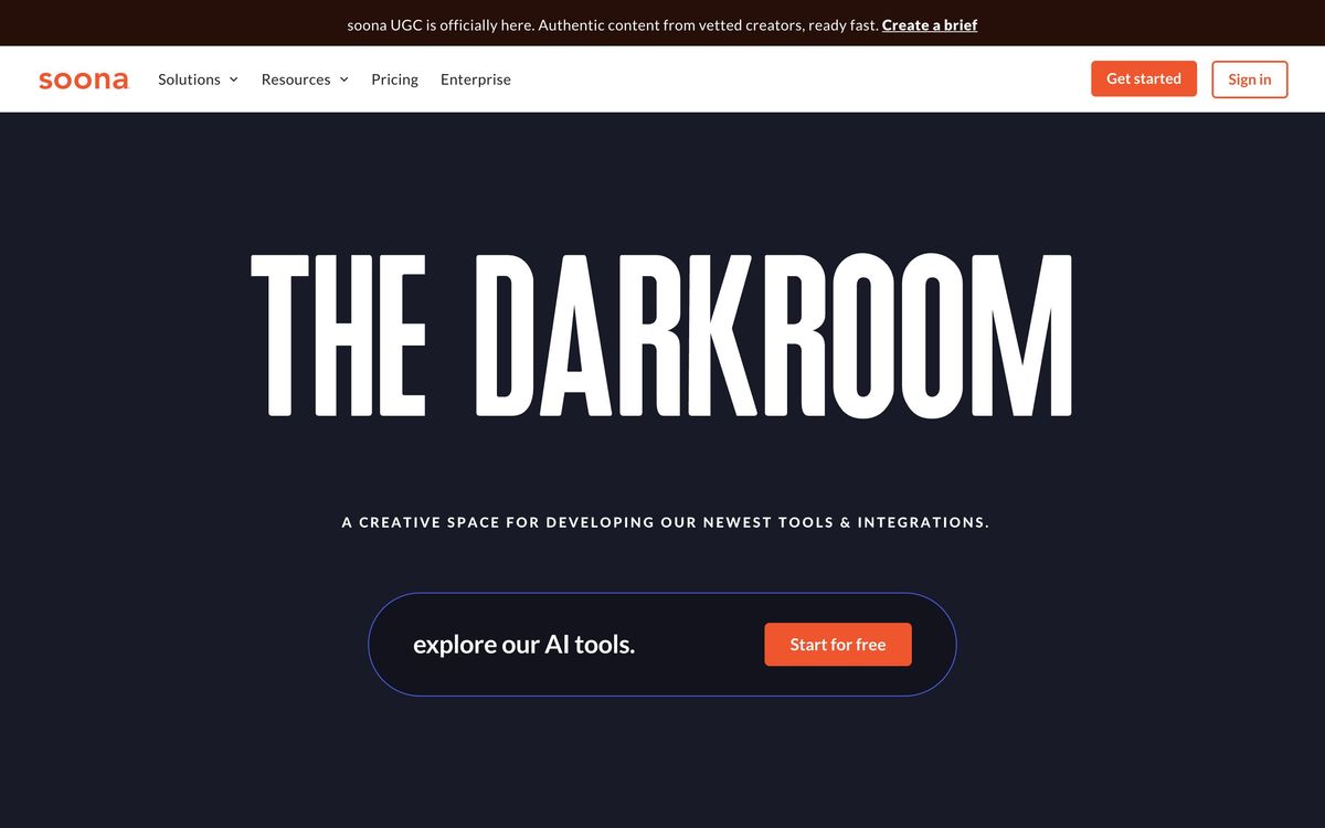 soona: integrations page screenshot