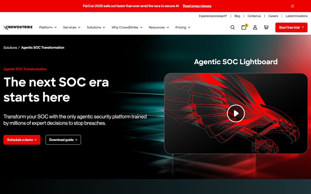 CrowdStrike, solutions page screenshot