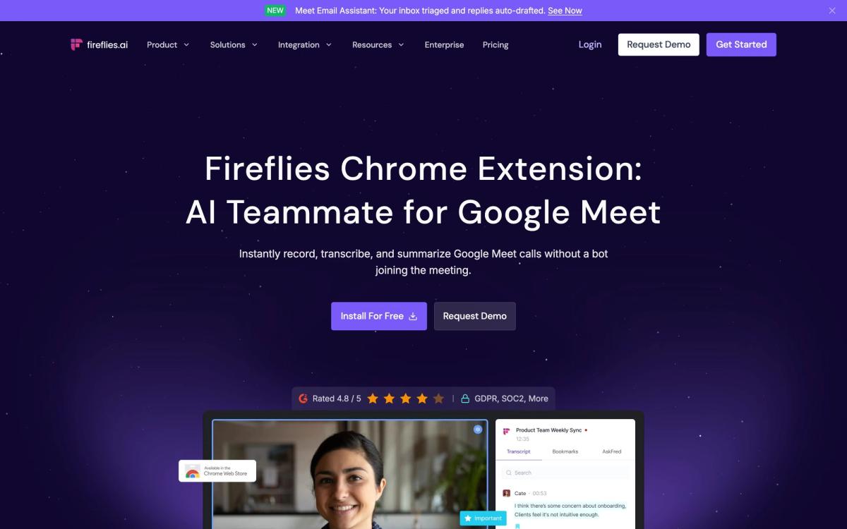 Fireflies.ai, product page screenshot