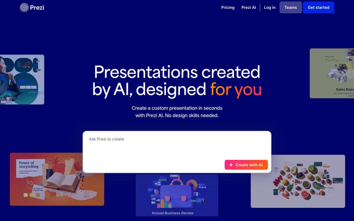 Prezi: features page screenshot