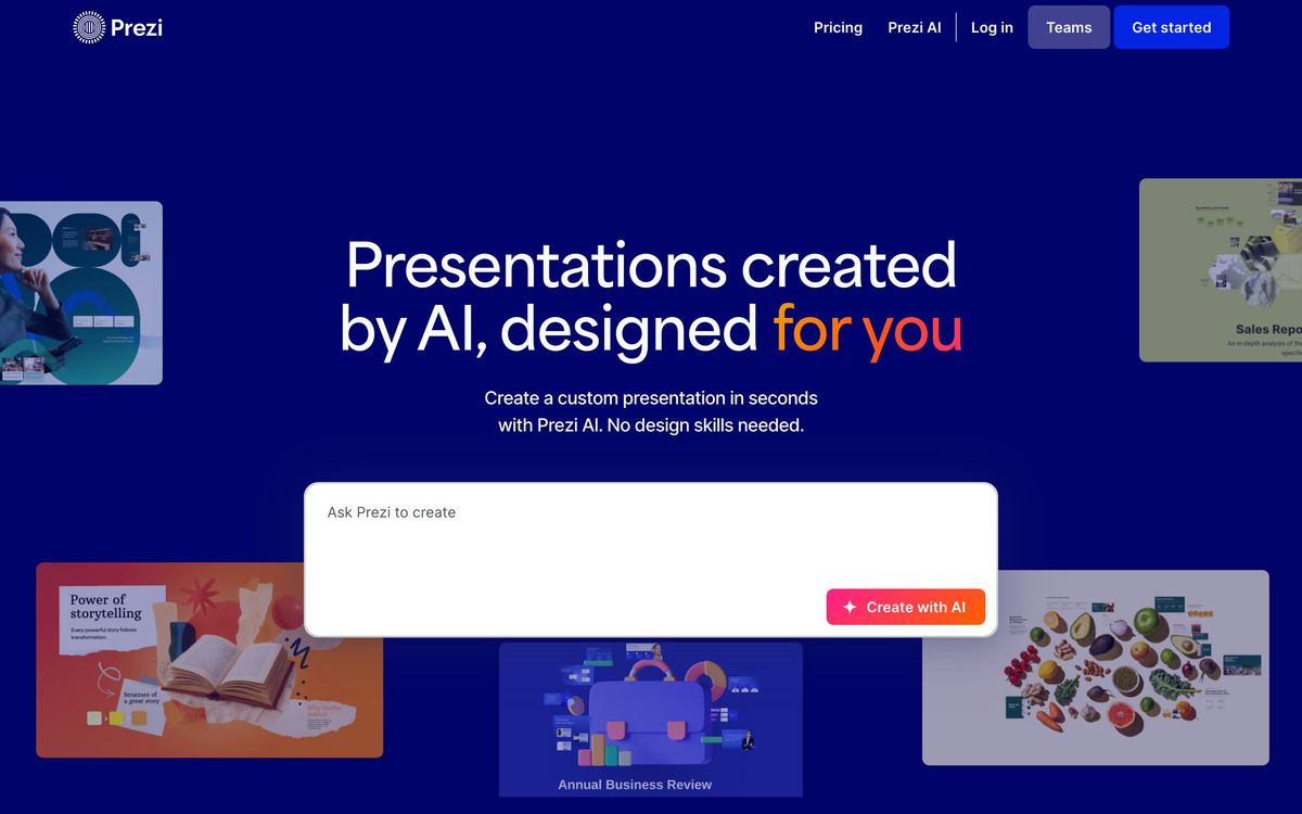 Prezi: features page screenshot