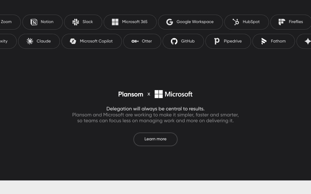 Plansom, product overview page screenshot