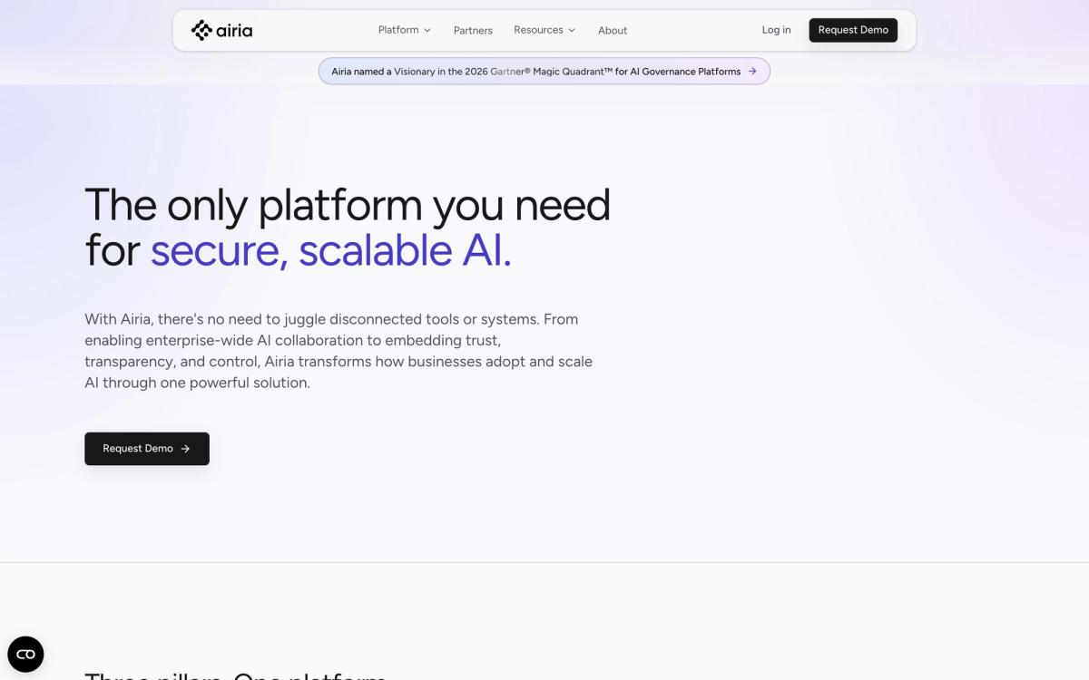 Airia, product page screenshot