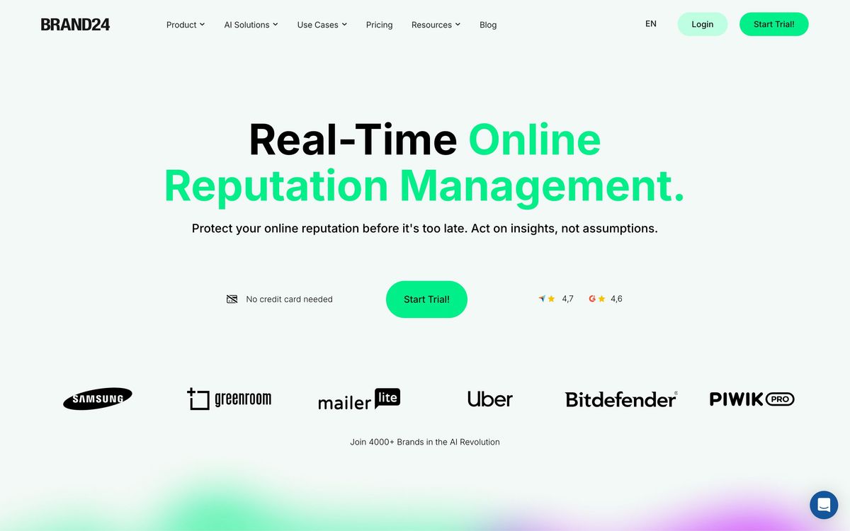Brand24: use cases page screenshot