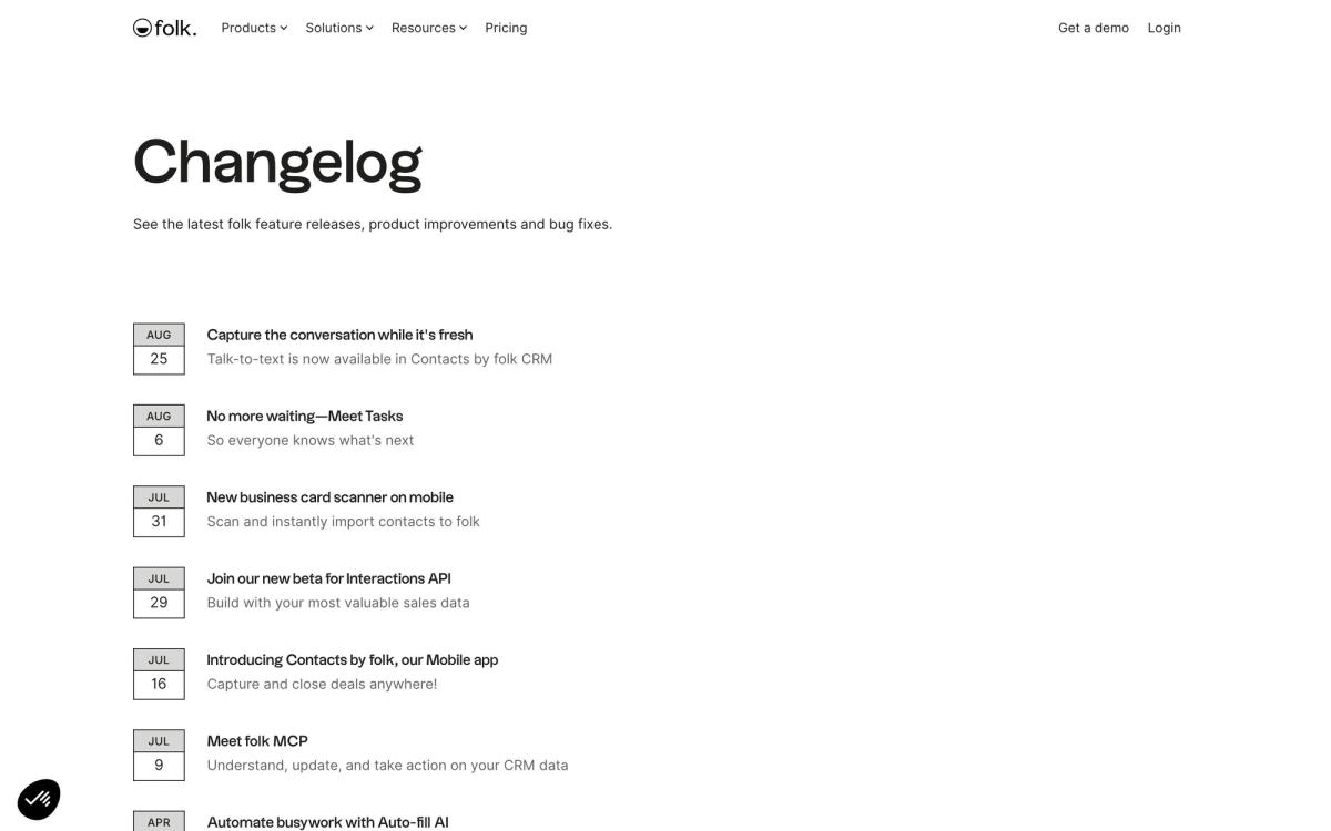 folk, features page screenshot