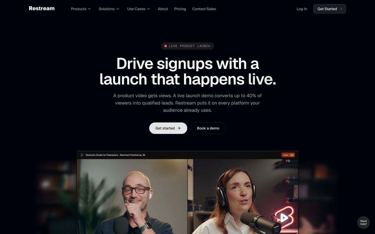 Restream, product page screenshot