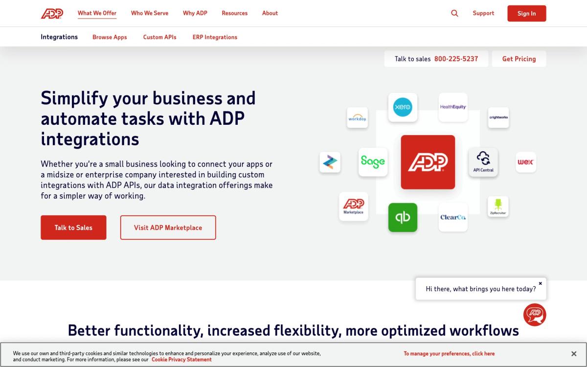 ADP: integrations page screenshot