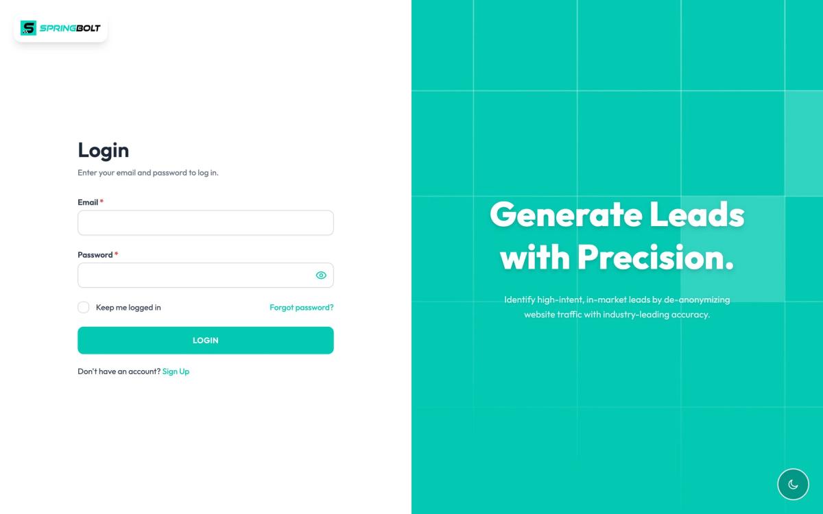 Springbolt ID, product overview page screenshot