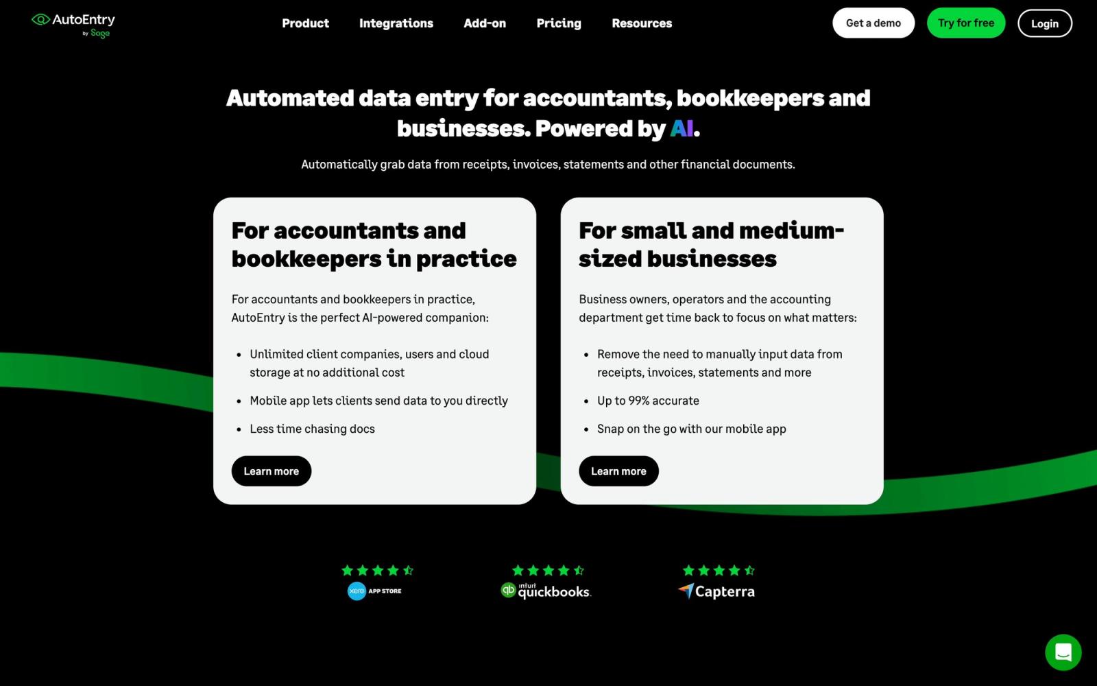 AutoEntry website: homepage