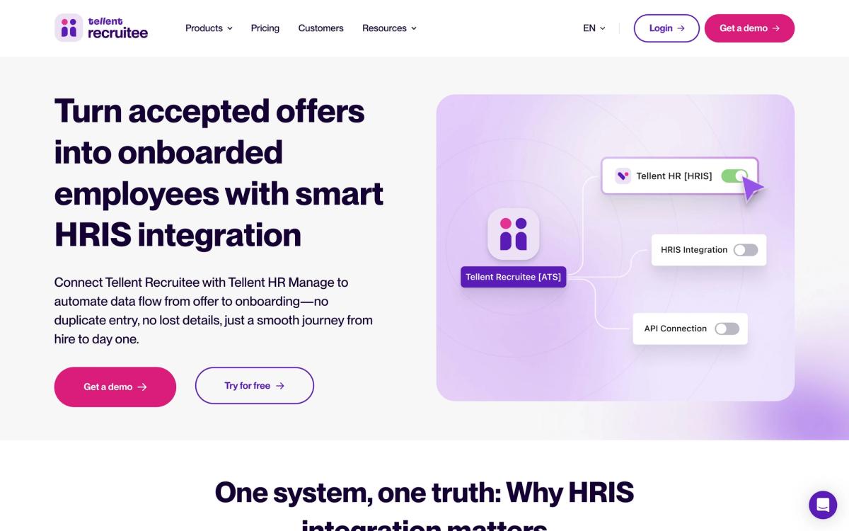 Recruitee: integrations page screenshot