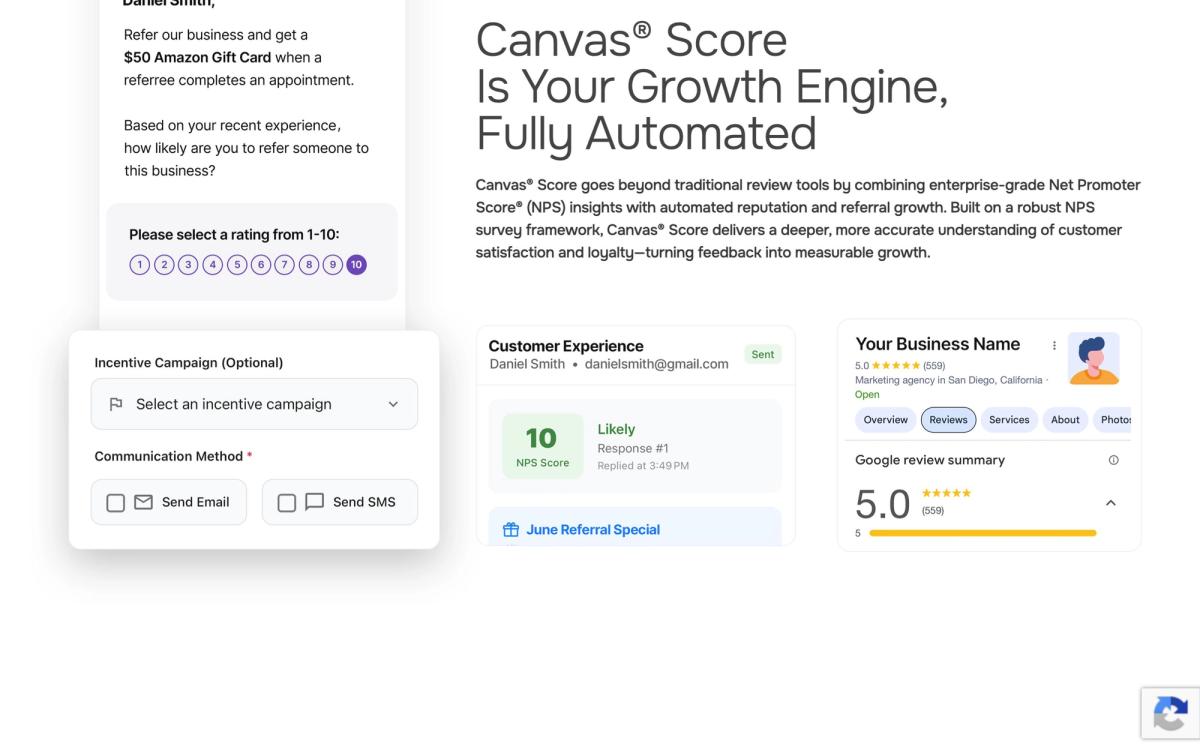 Canvas Score: product overview page screenshot