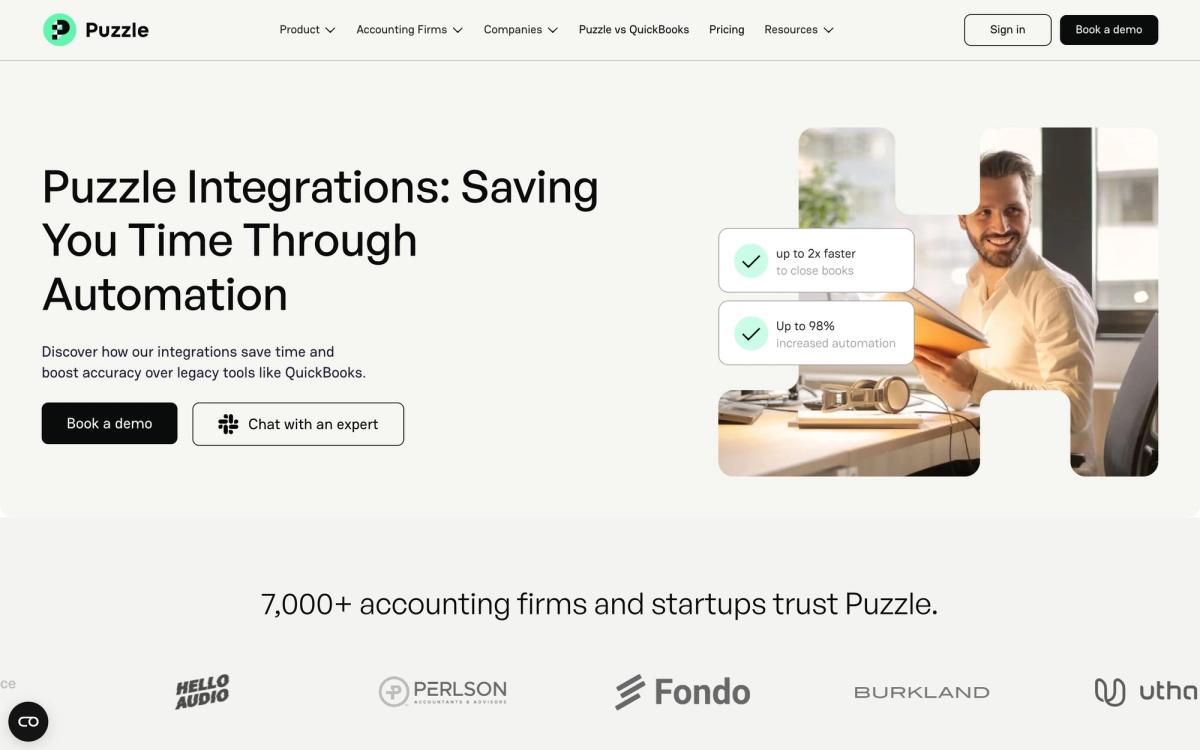 Puzzle, integrations page screenshot