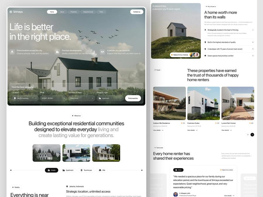 Srimaya - Modern Real Estate Landing Page