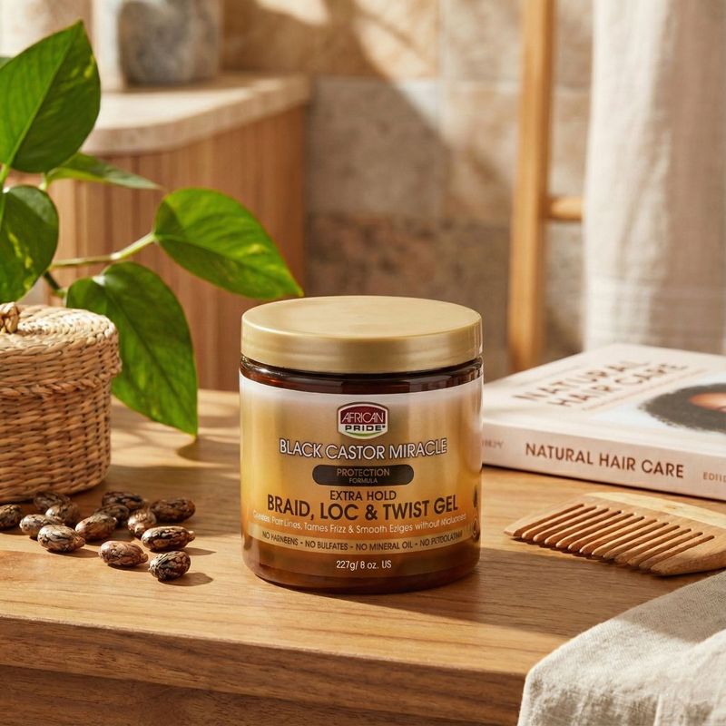 African Pride Black Castor Miracle Extra Hold Braid, Loc & Twist Gel