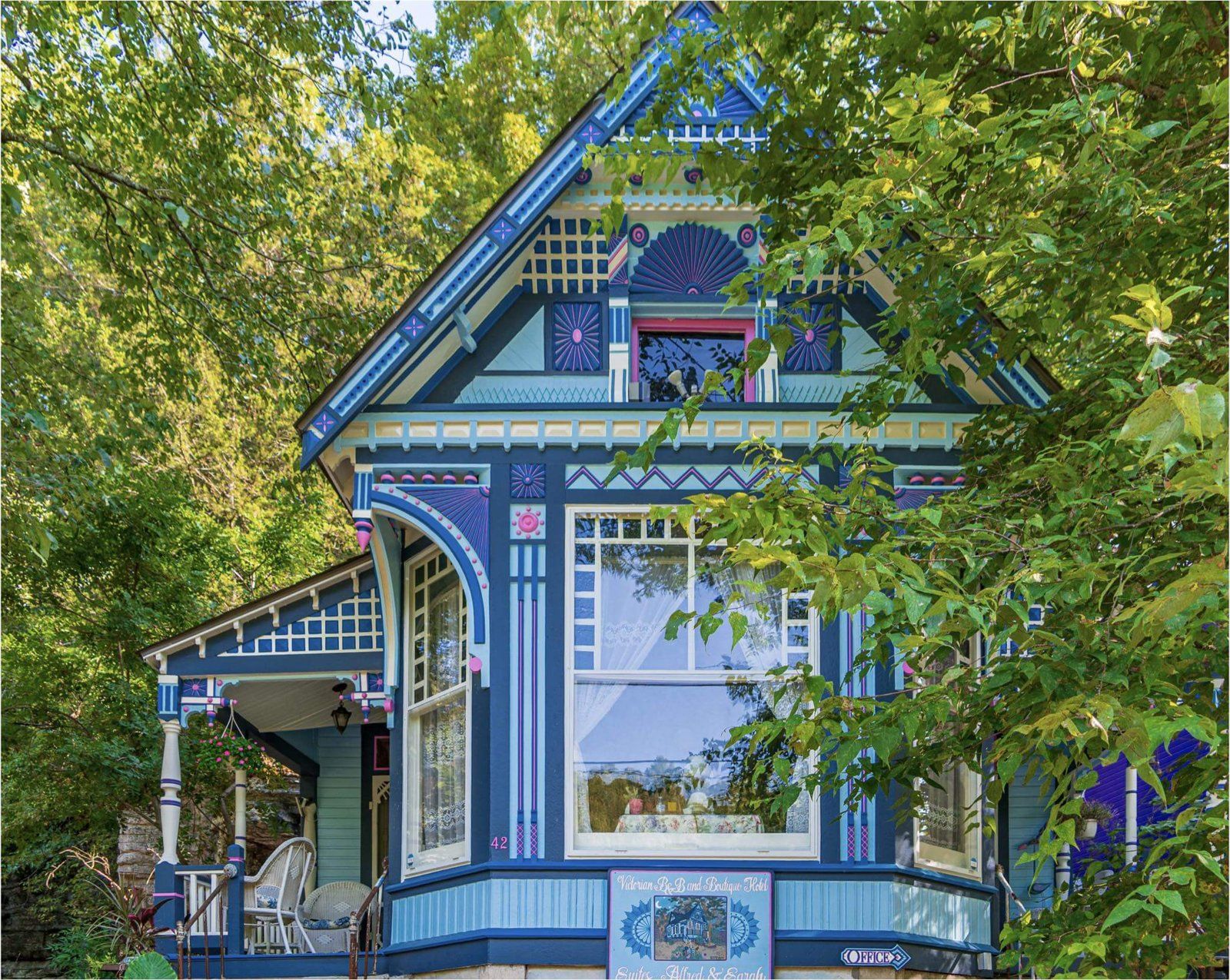 Cliff Cottage Inn historic blue Victorian building