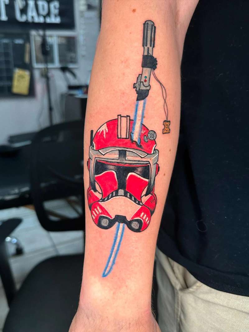 star wars themed forearm tattoo