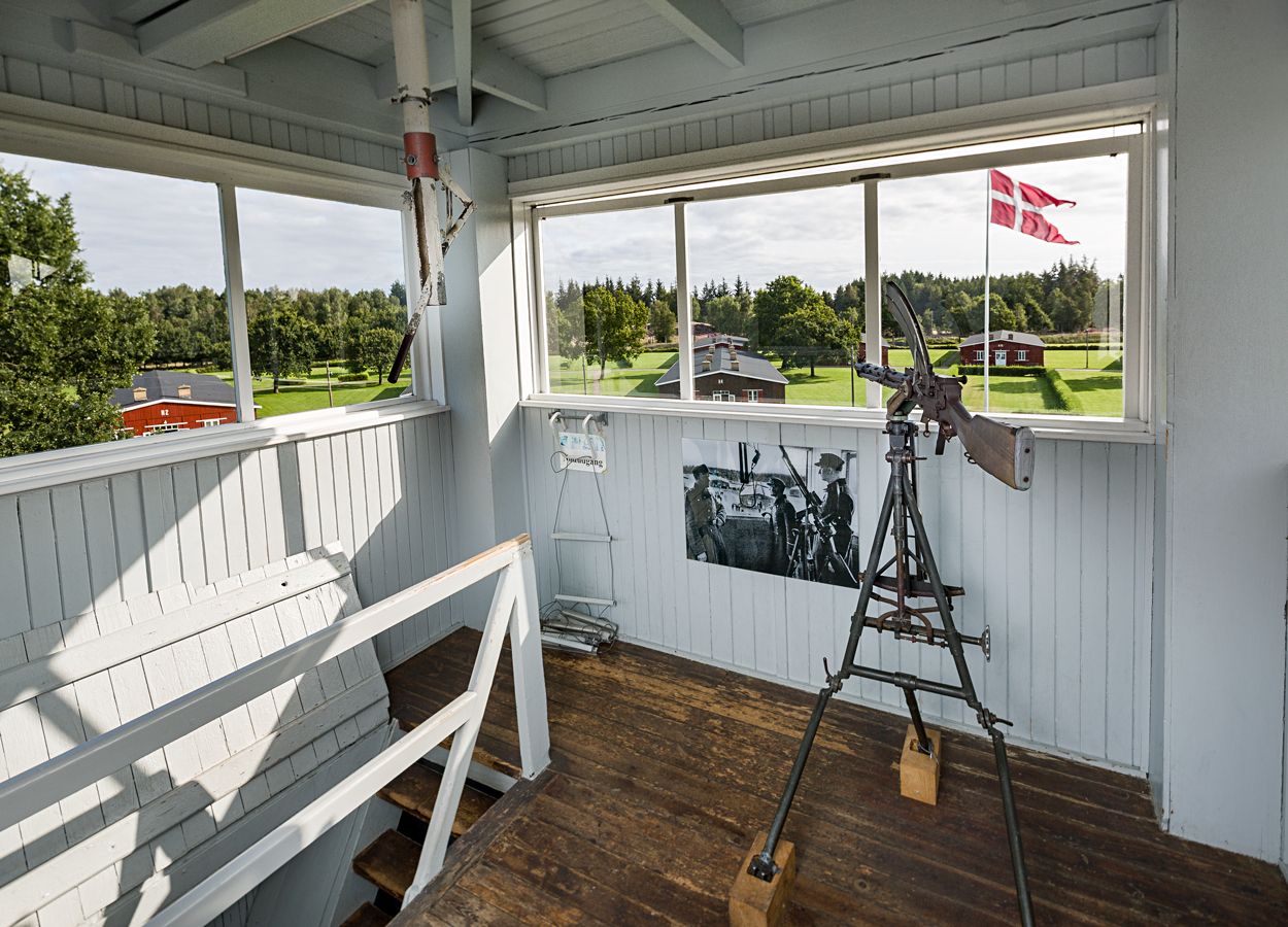 The main guard tower in Frøslev Camp seen from the inside