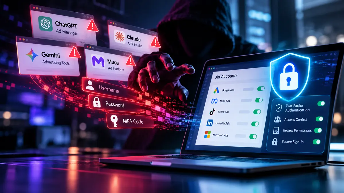 An active phishing operation uses convincing AI advertising products to trick marketers into connecting business accounts. Island observed hundreds of submissions, with attackers collecting passwords and MFA codes. Agency operators should audit manager access and adopt phishing-resistant authentication.
