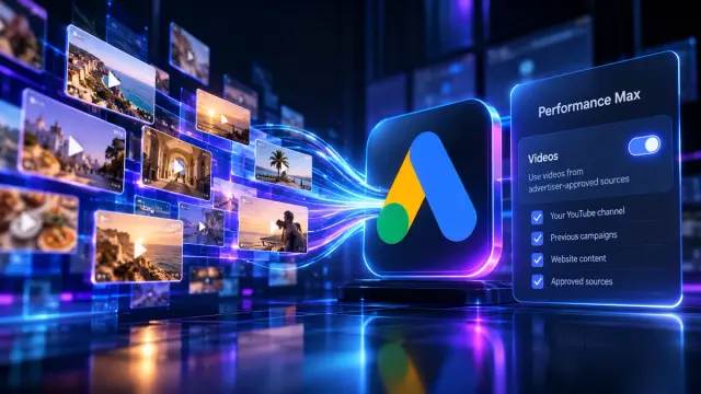 Google Ads can add up to ten sourced videos per Performance Max asset group from approved video sources. The feature is enabled by default in new campaigns and may already be active in existing ones. Review the sources and creative before it serves.
