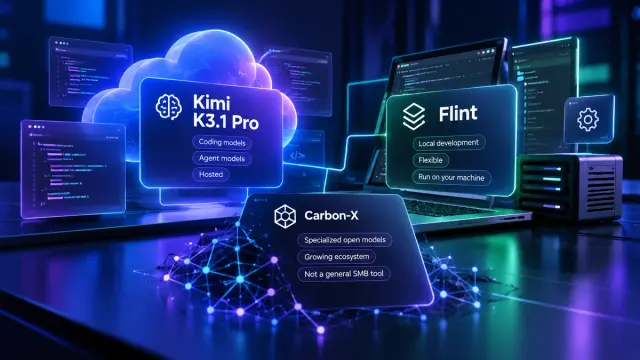 Kimi K3.1 Pro, Recursive Flint and Hugging Face Carbon-X arrived in late October. For small software teams, Flint's local coding workflow is the most immediate experiment, while Kimi's open weights are still pending and Carbon-X is research-specific.