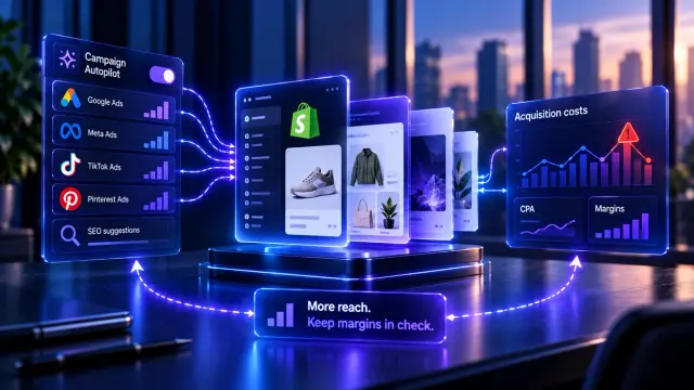 Shopify Campaign Autopilot can build and allocate cross-channel campaigns using store, product and customer information. Merchants should test with a fixed budget and evaluate acquisition costs while keeping AI-shopping product information accurate.