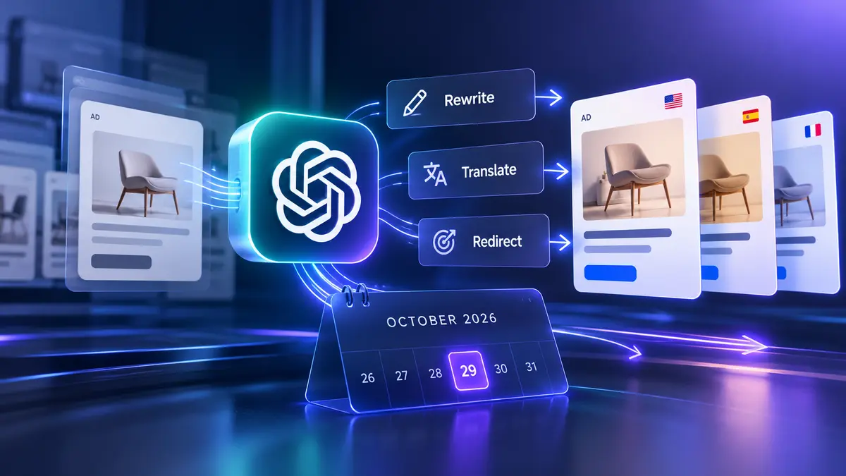 ChatGPT Ads creative enhancements will switch on automatically on October 29, 2026. Advertisers can opt out at account or campaign level before launch, avoiding unreviewed headlines, translations and destination changes.