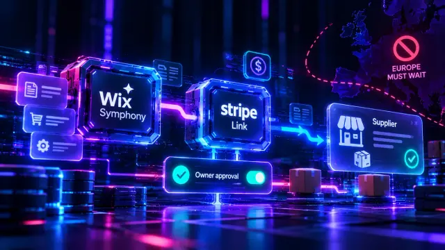 Wix Symphony has announced Stripe Link wallet support for AI agent payments, with owner approval through messaging. The US-focused rollout offers a glimpse of automated purchasing, but controls and European availability remain decisive.