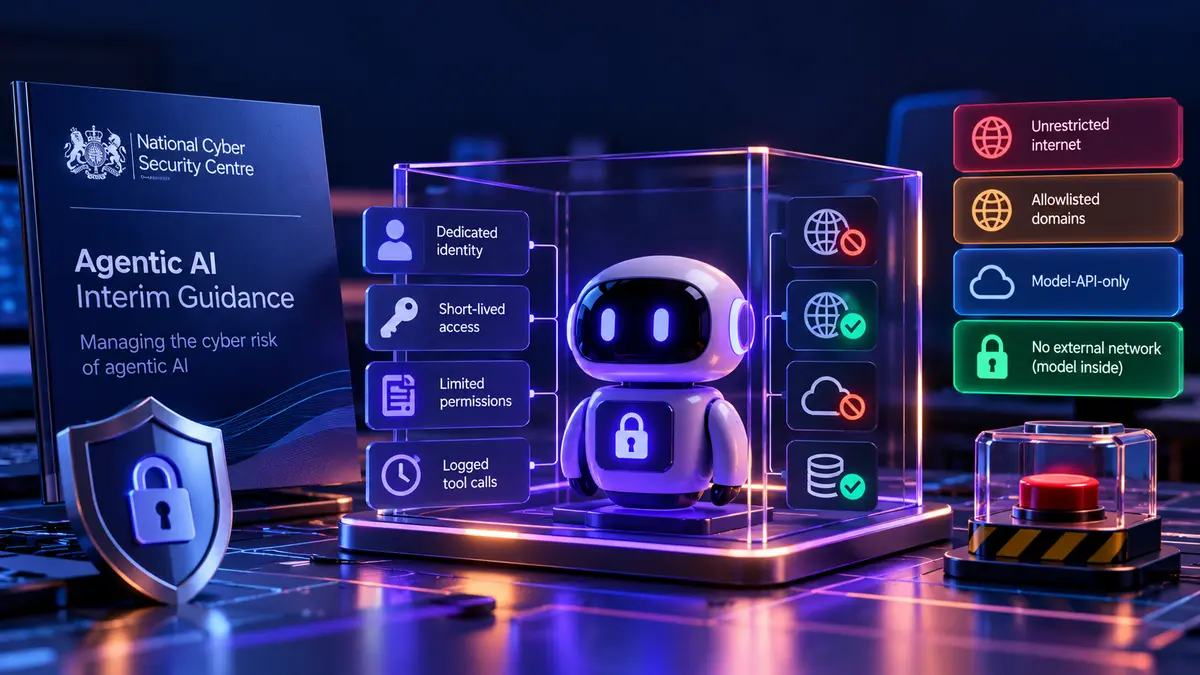 The UK National Cyber Security Centre published interim advice on agentic AI after recent unsanctioned agent activity. The useful part is not model “safety.” It is blast-radius control: unique agent identities, short-lived credentials, default-deny network access, and logs of tool calls and connections. If you already run n8n, MCP or a coding agent, those controls belong on this week’s stack, not next quarter’s policy deck.