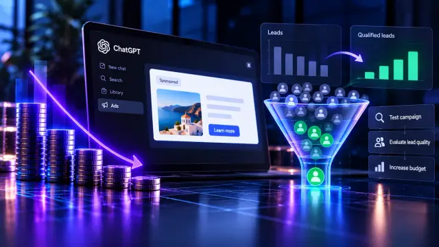 The Information reports that OpenAI has lowered ChatGPT advertising prices while recruiting smaller advertisers. Businesses can test one tracked offer, but cheaper clicks only matter if the resulting leads convert.