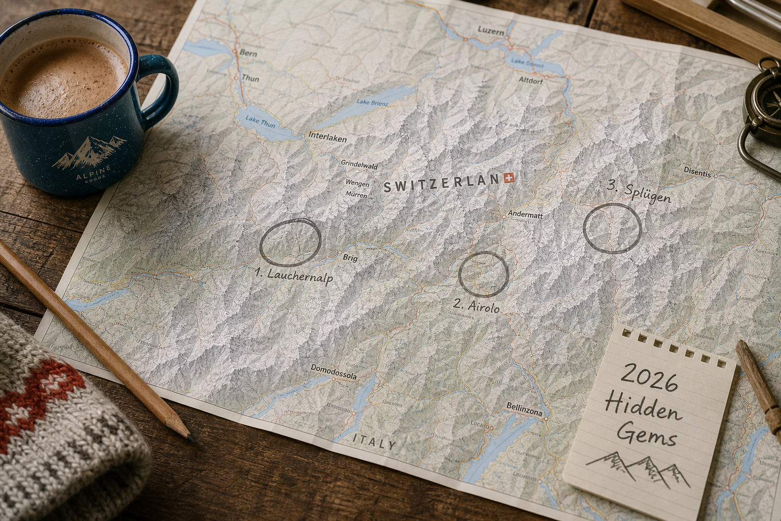 Map of Switzerland highlighting budget-friendly ski resort locations and hidden gems.