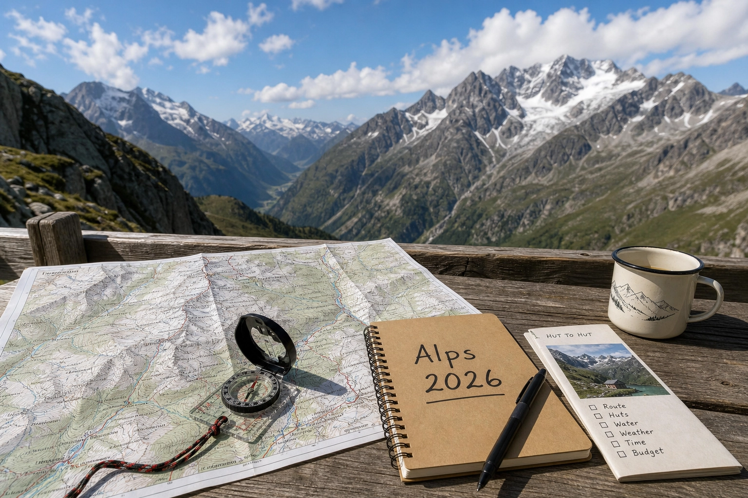 Hikers navigating a high alpine pass in the Alps on a self-guided hut-to-hut trail.