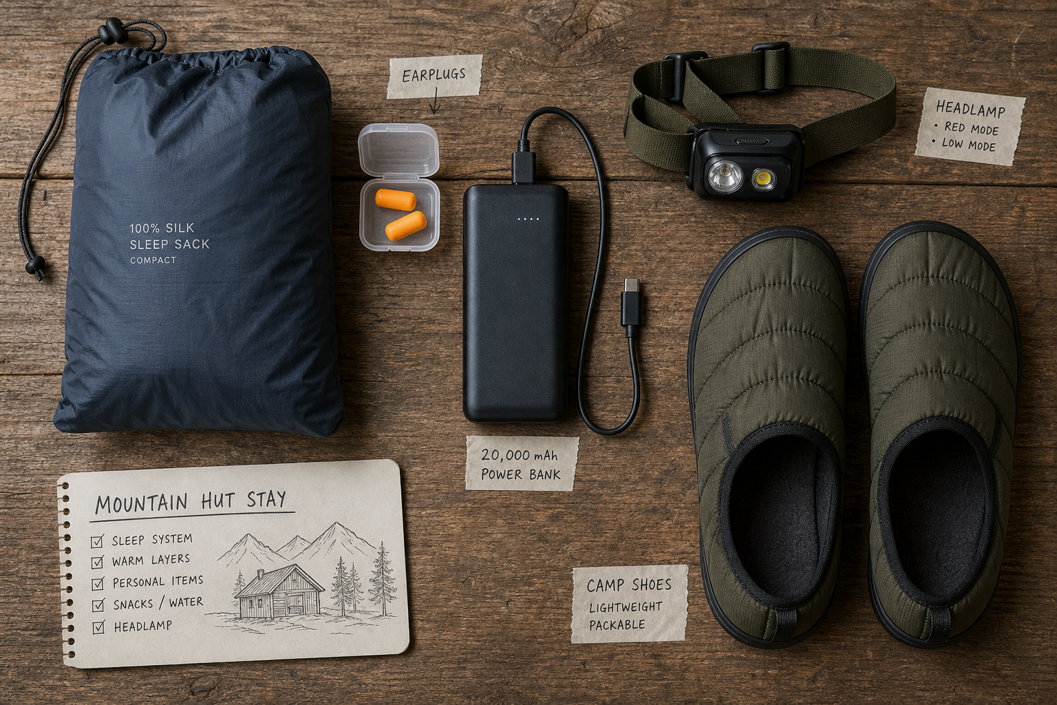 Essential packing items for staying in a Mont Blanc mountain hut